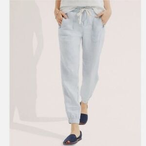 Lou & Grey Womens Cropped 100% Linen Pants Light Blue Size XS